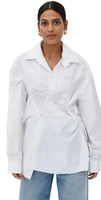 Maison Margiela Gathered Cotton Shirt In White