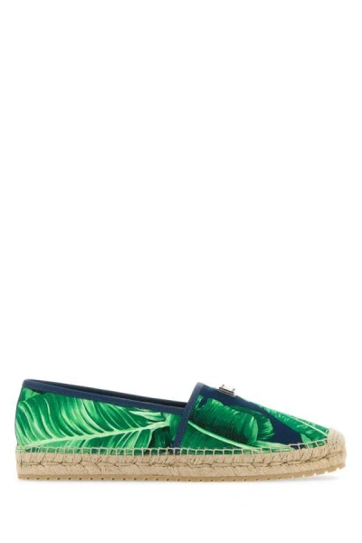 Dolce & Gabbana Leaf-print Canvas Espadrilles In Multicolor