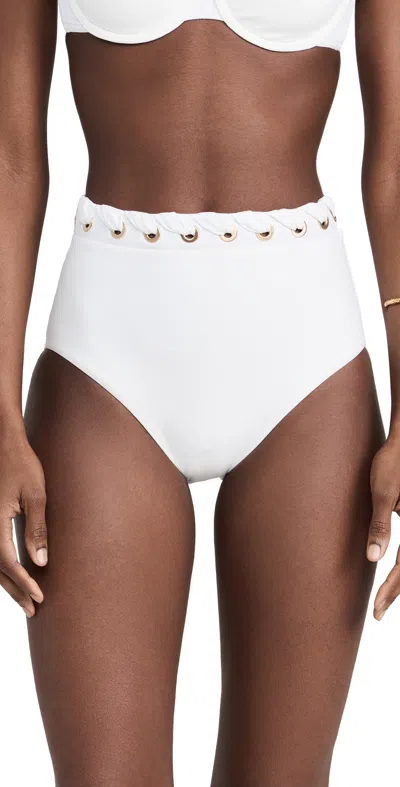 Zimmermann Halliday Eyelet High-rise Bikini Bottoms In White
