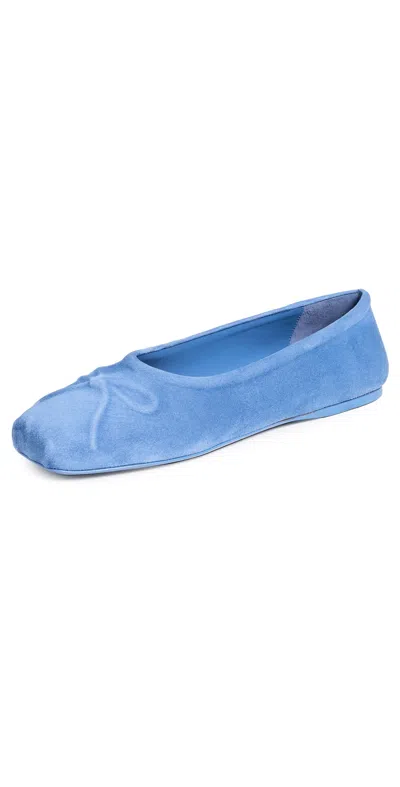 Marni Opal Suede Seamless Little Bow Ballet Flat In Blue