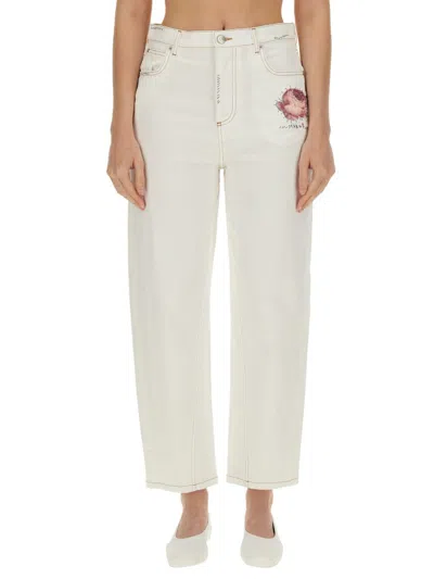 Marni Pants With Flower Appliqué In White