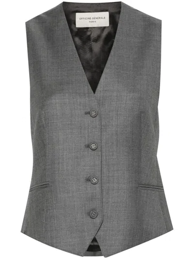 Officine Generale Cleo Wool Waistcoat In Grey