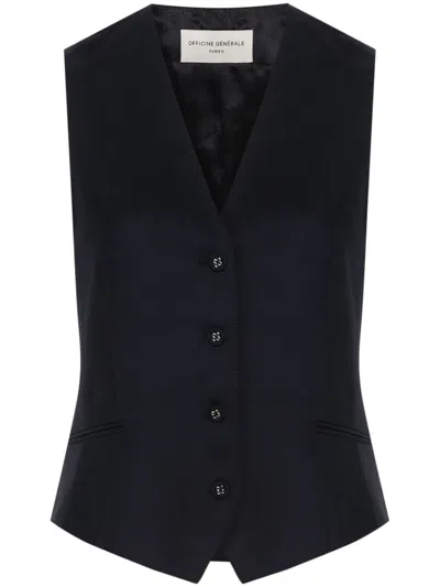 Officine Generale Cleo Wool Waistcoat In Blue