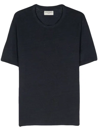 Officine Generale Officine Générale Ss T-shirt Piece Dyed French Linen Clothing In Blue
