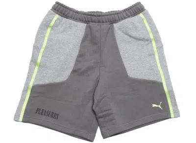 Puma X Pleasures Cotton French Terry Sweat Shorts In Light Gray Heather