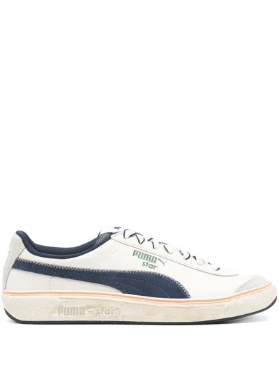 Puma Star Skateserve Leather Sneakers In Warm White Club Navy