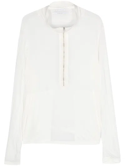 Ranra Half-zip Modal Sweatshirt In White