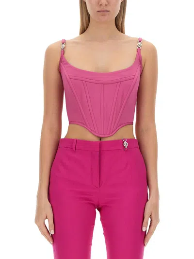 Versace Top With Corset In Fuchsia