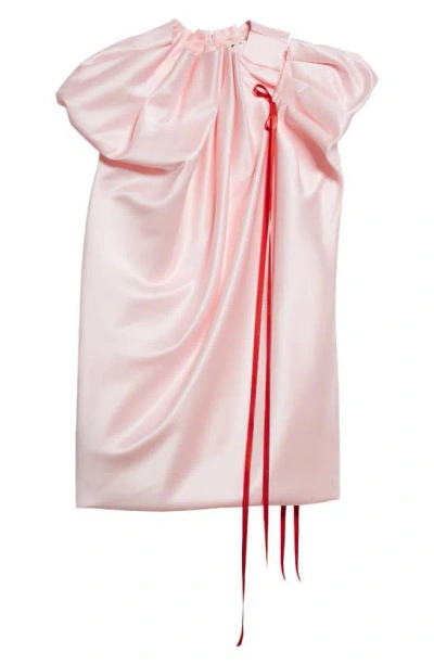 Simone Rocha Pleat-detail Satin Minidress In Pink