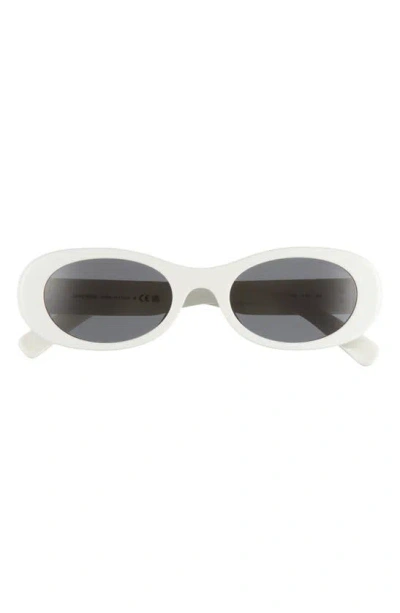 Miu Miu Logo Acetate Oval Sunglasses In Dark Grey/ Ivory