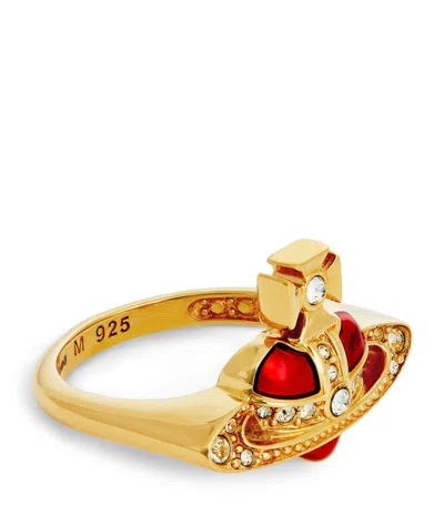 Vivienne Westwood New Diamante Heart Ring In Gold