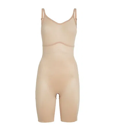 Spanx Invisible Shaping Mid-thigh Bodysuit In Beige