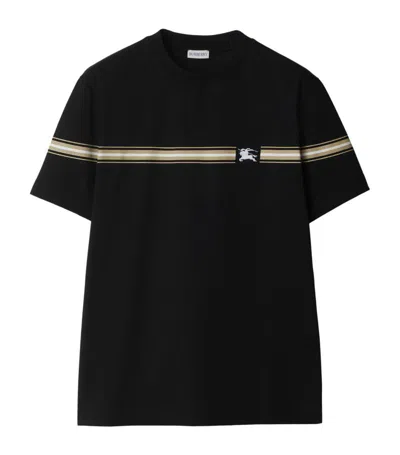 Burberry Striped-detail Cotton T-shirt In Black