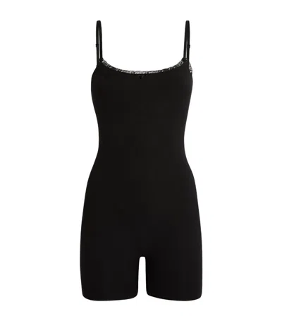 Skims Fits Everybody Lace-trim Bodysuit In Black