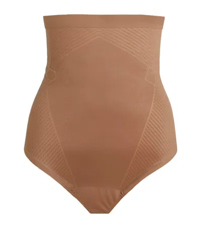 Spanx Invisible Shaping High-waisted Thong In Nude