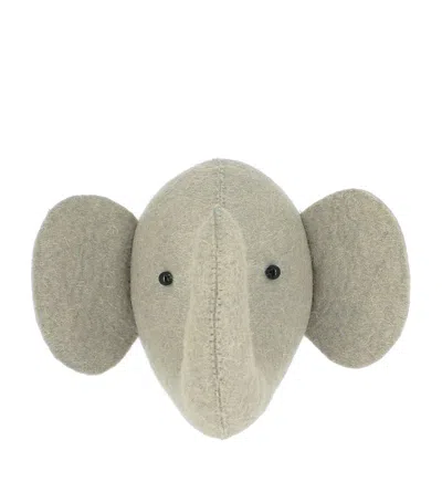 Fiona Walker Mini Elephant Head Decoration (19cm) In Grey