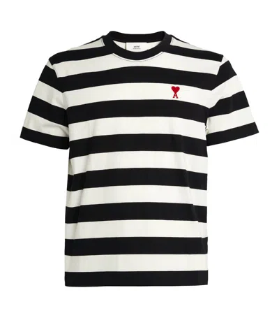 Ami Alexandre Mattiussi Cotton Striped T-shirt In Black