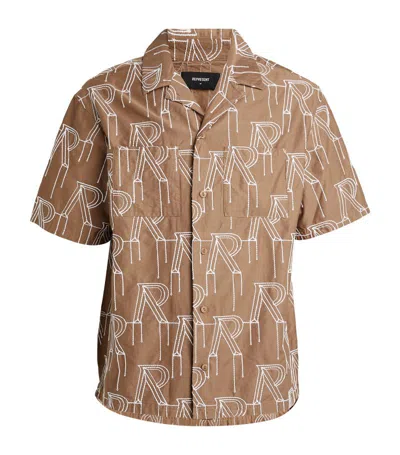 Represent Embroidered Monogram Shirt In Beige