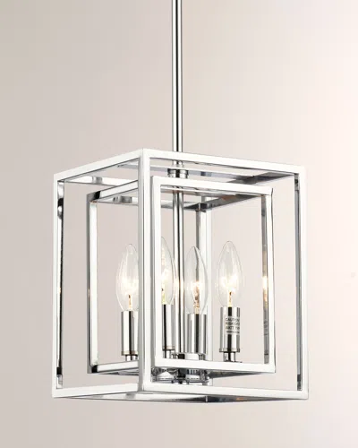 Crystorama Industrial 8" Square Chrome Pendant In Polished Chrome
