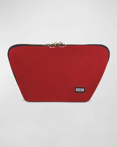 Kusshi Vacationer Makeup Bag In Red/leopard Nylon