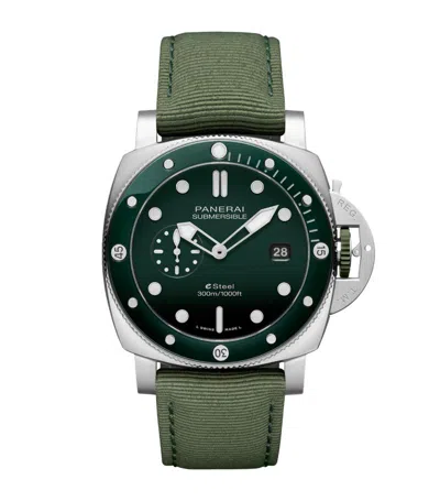 Panerai Stainless Steel Submersible Watch 44mm In Green