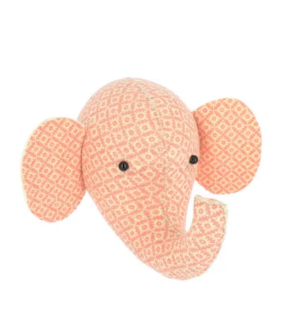 Fiona Walker Mini Printed Elephant Head (22cm) In Pink