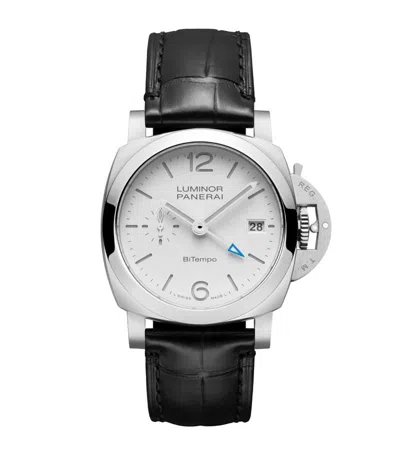 Panerai Stainless Steel Luminor Watch 40mm In White
