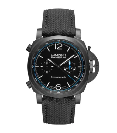 Panerai Carbon Luminor Chronograph Watch 44mm In Black