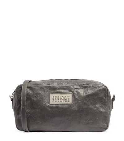 Mm6 Maison Margiela Leather Plaque Cross-body Bag In Gray