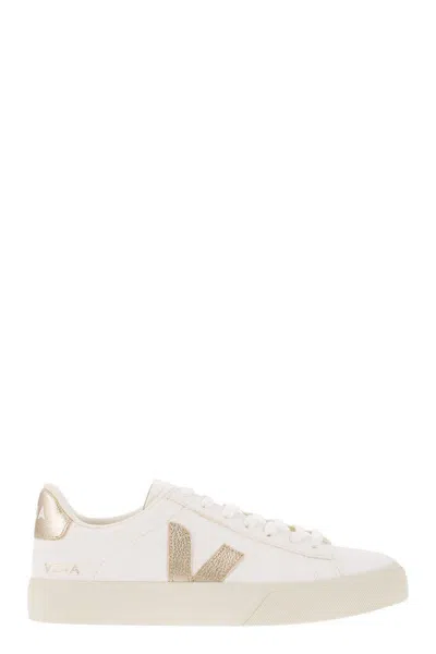 Veja Chromefree Leather Trainers In White/gold