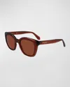 Ferragamo Logo Plastic Cat-eye Sunglasses In Transparent Brown