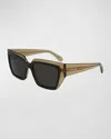 Ferragamo Logo Acetate Butterfly Sunglasses In Transparent Khaki/green