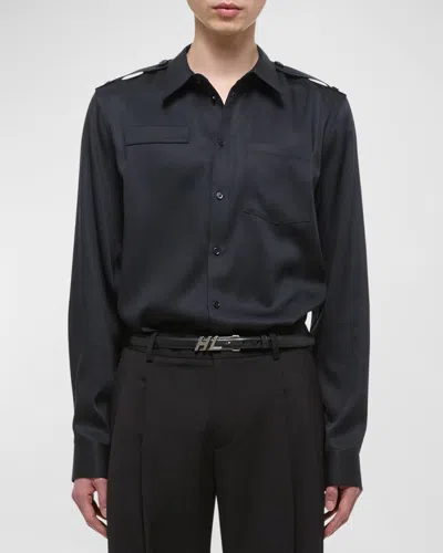 Helmut Lang Men's Epaulet Sport Shirt In Black