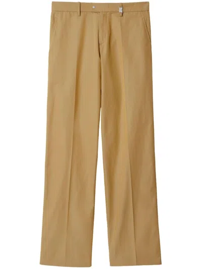 Burberry Cotton Trousers In Beige