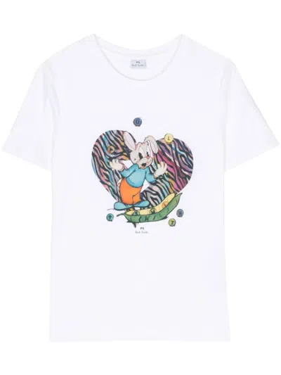 Ps By Paul Smith Cartoon-print Cotton T-shirt In White