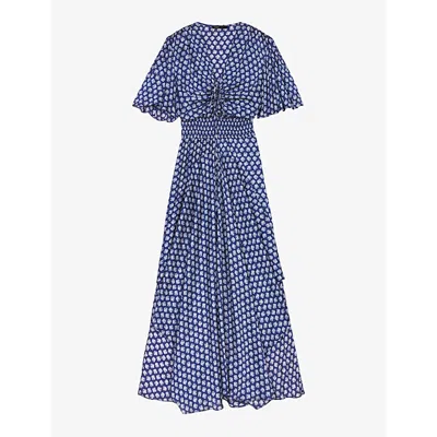 Maje Womens Bleus Floral-print Woven Maxi Dress
