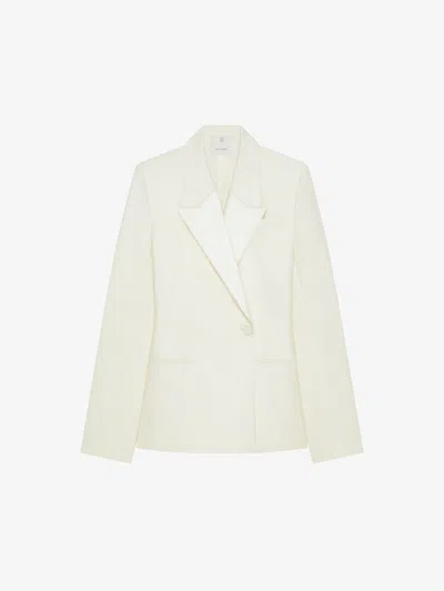Givenchy Slim Fit Jacket In Wool And Mohair With Satin Collar In Beige
