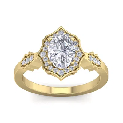Sselects 1 1/2 Carat Oval Shape Lab Grown Diamond Ring In 14 Karat Yellow Gold In Silver