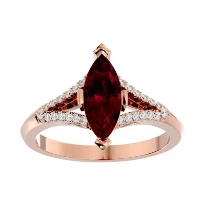 Sselects 2 1/2 Carat Marquise Shape Ruby And Diamond Ring In 14 Karat Rose Gold In Black
