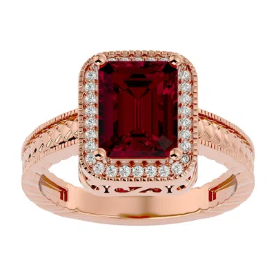 Sselects 2 1/2 Carat Antique Style Ruby And Diamond Ring In 14 Karat Rose Gold In Red