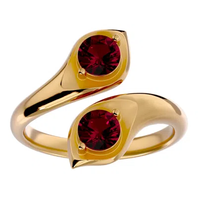 Sselects 1 Carat Two Stone Ruby Ring In 14 Karat Yellow Gold In Red