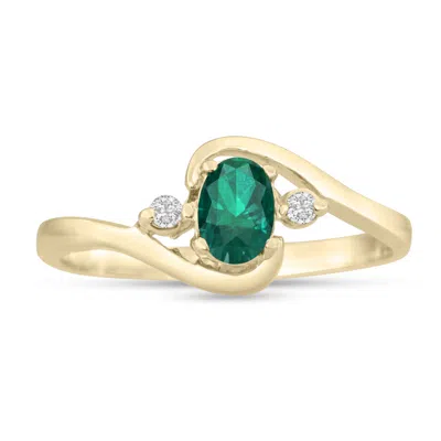 Sselects 1/2ct Emerald And Diamond Ring In 14k Yellow Gold In Green
