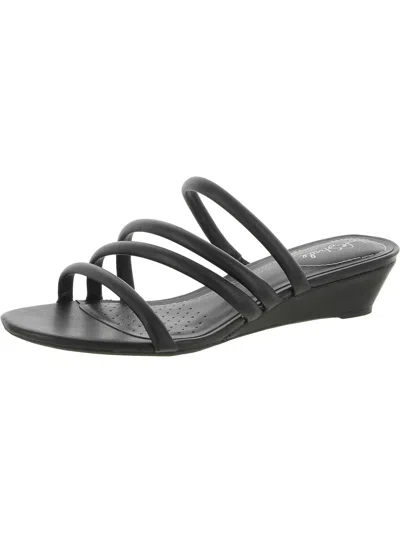 Lifestride Yours Truly Womens Open Toe Slip On Wedge Sandals In Black