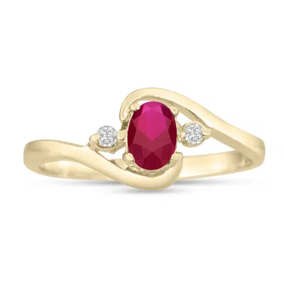 Sselects 1/2ct Ruby And Diamond Ring In 14k Yellow Gold In Red