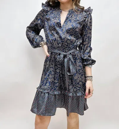 Current Air Mindy Mini Dress In Navy Multi Floral In Grey