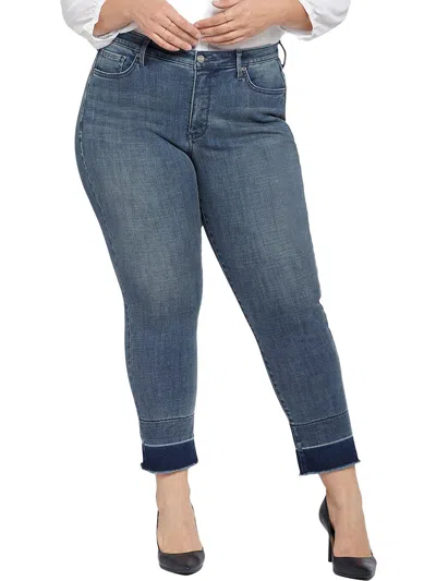 Nydj Plus Sheri Slim Womens Lift Tuck Technology Raw Hem Ankle Jeans In Blue