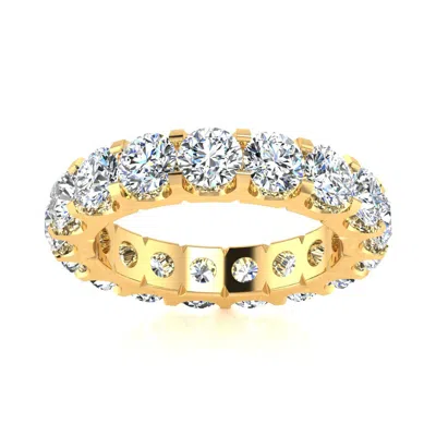 Sselects 14 Karat Yellow Gold 4 Carat Round Lab Grown Diamond Eternity Ring In Silver