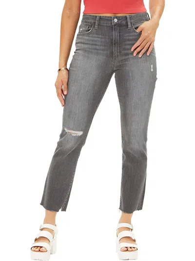 Joe's Womens Straight Leg Distressed Ankle Jeans In Grey