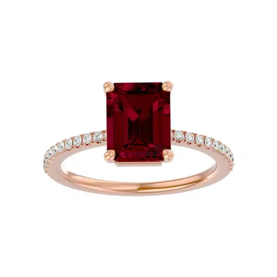 Sselects 2 1/3 Carat Ruby And Diamond Ring In 14 Karat Rose Gold In Red