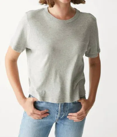 Michael Stars Blake Cropped Tee In Heather Grey In Green